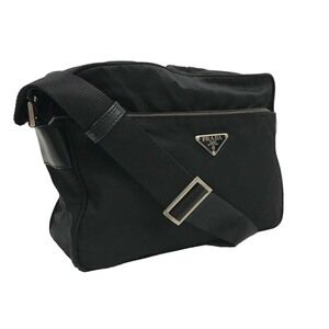 Prada Shoulder Bag Tessuto Nylon Crossbody Zipper Black